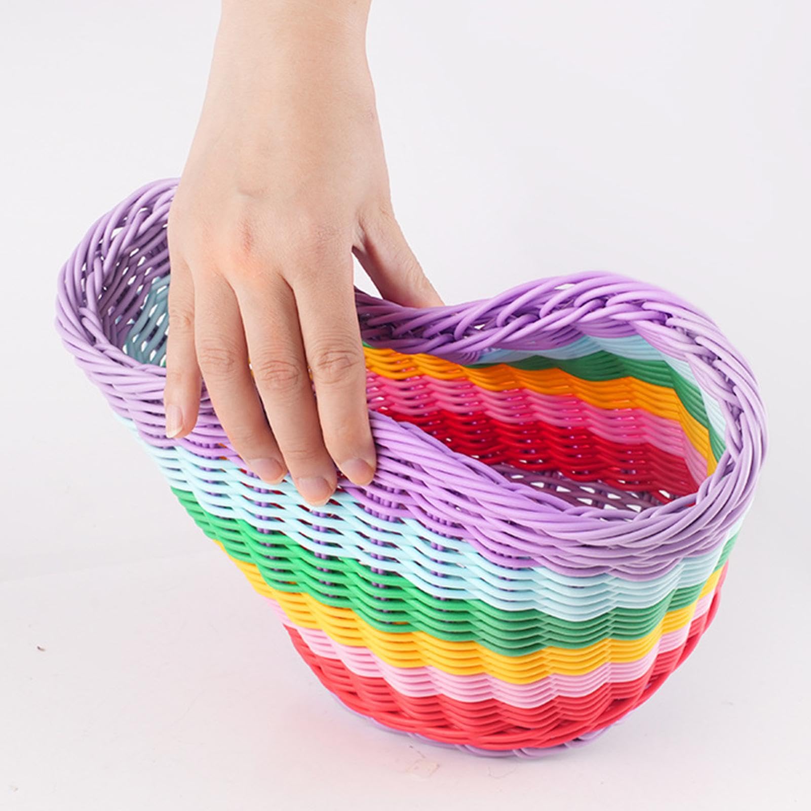 Amazon | 自転車編みバスケット、虹色 子供用自転車バスケット